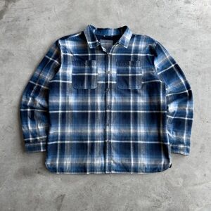 2000s Blue Plaid Button Up Flannel Shacket - XL